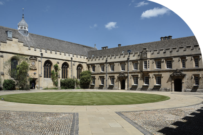 The front quad of St John's on a sunny day
